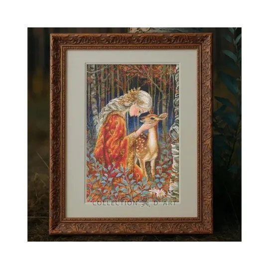 Cross-stitch kits "Fairytale Girl and Fawn" 24*36 cm RTOM1096