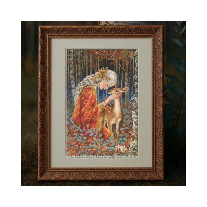 Cross-stitch kits "Fairytale Girl and Fawn" 24*36 cm RTOM1096