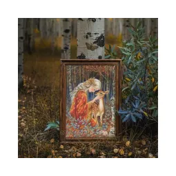 Kryželiu siuvinėjimui skirti rinkiniai "Pasakų mergaitė ir stirna" 24*36 cm RTOM1096