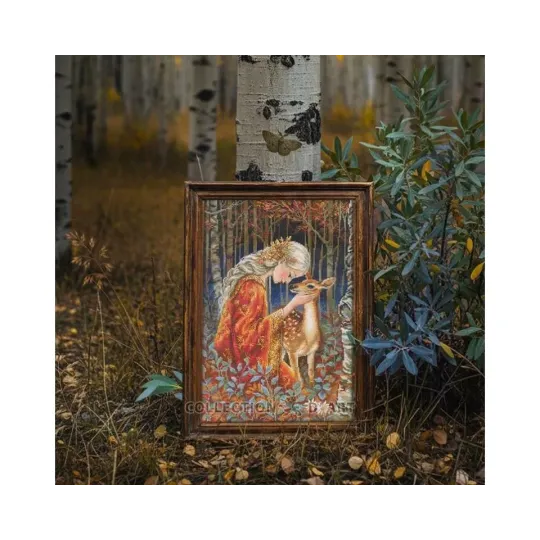 Cross-stitch kits "Fairytale Girl and Fawn" 24*36 cm RTOM1096