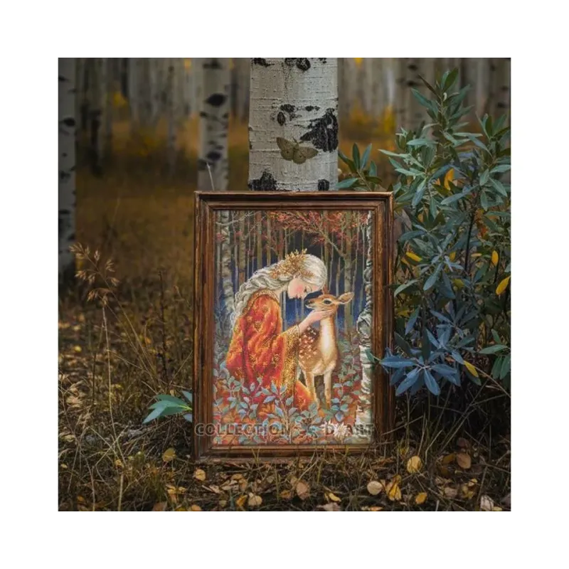 Kits de point de croix "Fille de conte de fées et faon" 24*36 cm RTOM1096