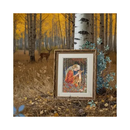 Kits de point de croix "Fille de conte de fées et faon" 24*36 cm RTOM1096