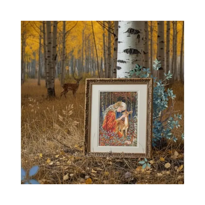 Kits de point de croix "Fille de conte de fées et faon" 24*36 cm RTOM1096