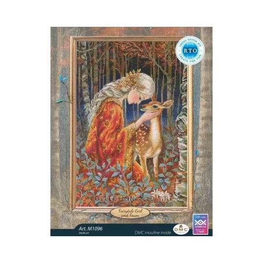 Kits de point de croix "Fille de conte de fées et faon" 24*36 cm RTOM1096