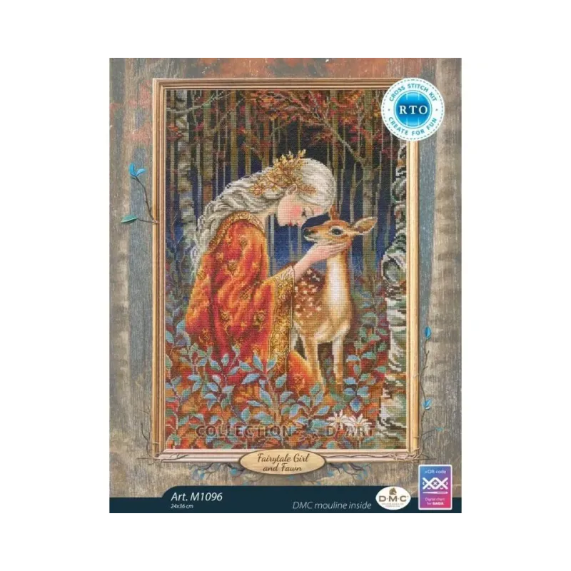Kits de point de croix "Fille de conte de fées et faon" 24*36 cm RTOM1096