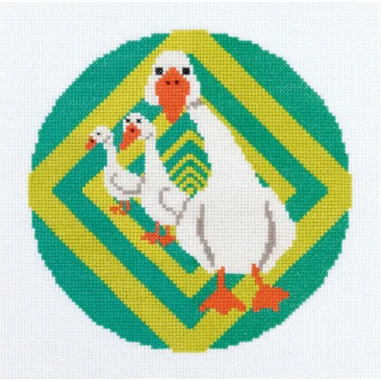 Kryžiaus dygsnio rinkinys PANNA "Hipno Žąsys" 17 x 17 cm PNK-7554