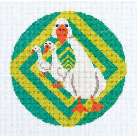 Kryžiaus dygsnio rinkinys PANNA "Hipno Žąsys" 17 x 17 cm PNK-7554
