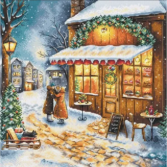 Kit point de croix "En attendant les fêtes" 25,5 x 25 cm SANO-35