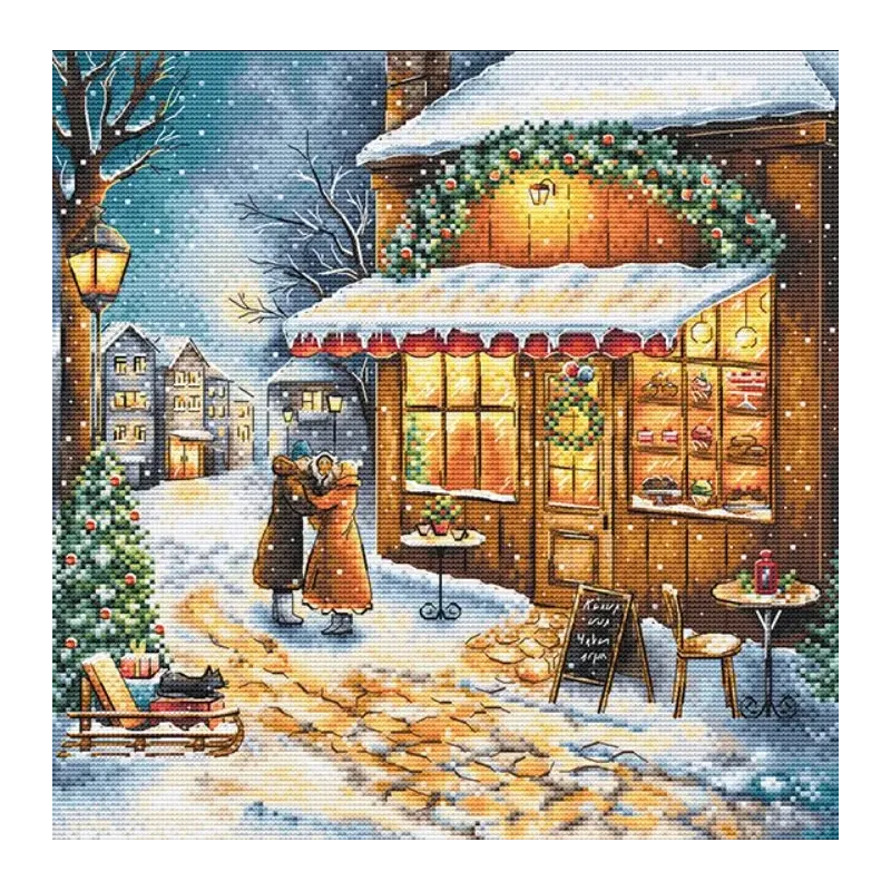 Kit point de croix "En attendant les fêtes" 25,5 x 25 cm SANO-35