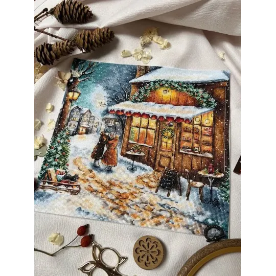 Kit point de croix "En attendant les fêtes" 25,5 x 25 cm SANO-35