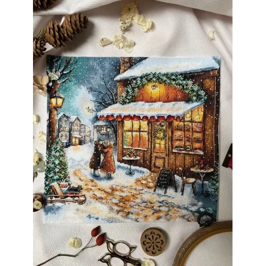Kit point de croix "En attendant les fêtes" 25,5 x 25 cm SANO-35