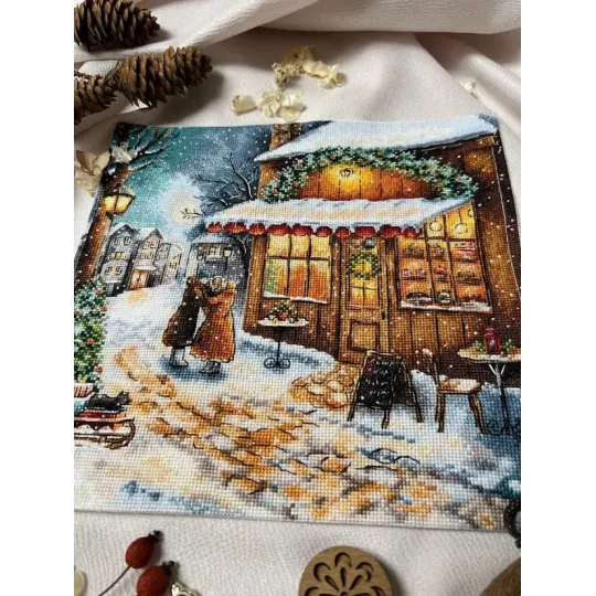 Kit point de croix "En attendant les fêtes" 25,5 x 25 cm SANO-35