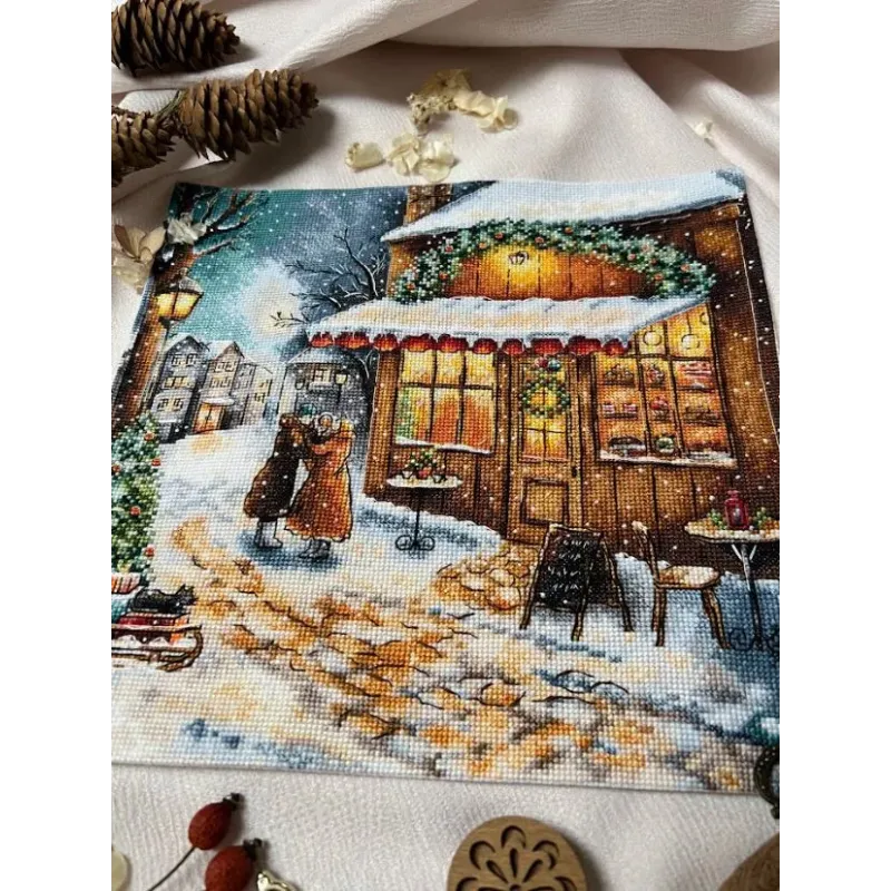 Kit point de croix "En attendant les fêtes" 25,5 x 25 cm SANO-35