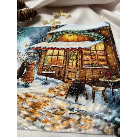 Kit point de croix "En attendant les fêtes" 25,5 x 25 cm SANO-35