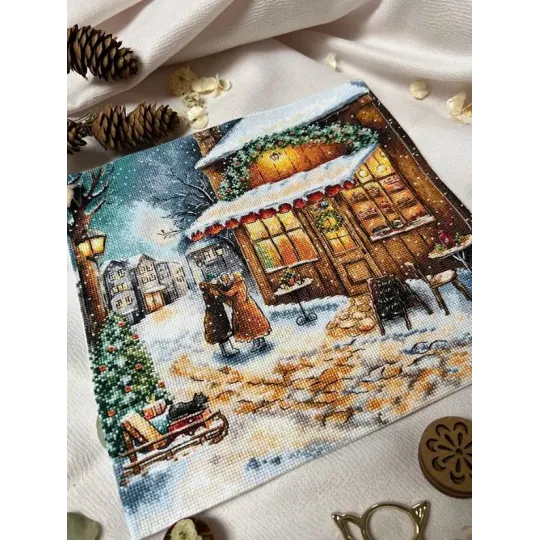 Kit point de croix "En attendant les fêtes" 25,5 x 25 cm SANO-35