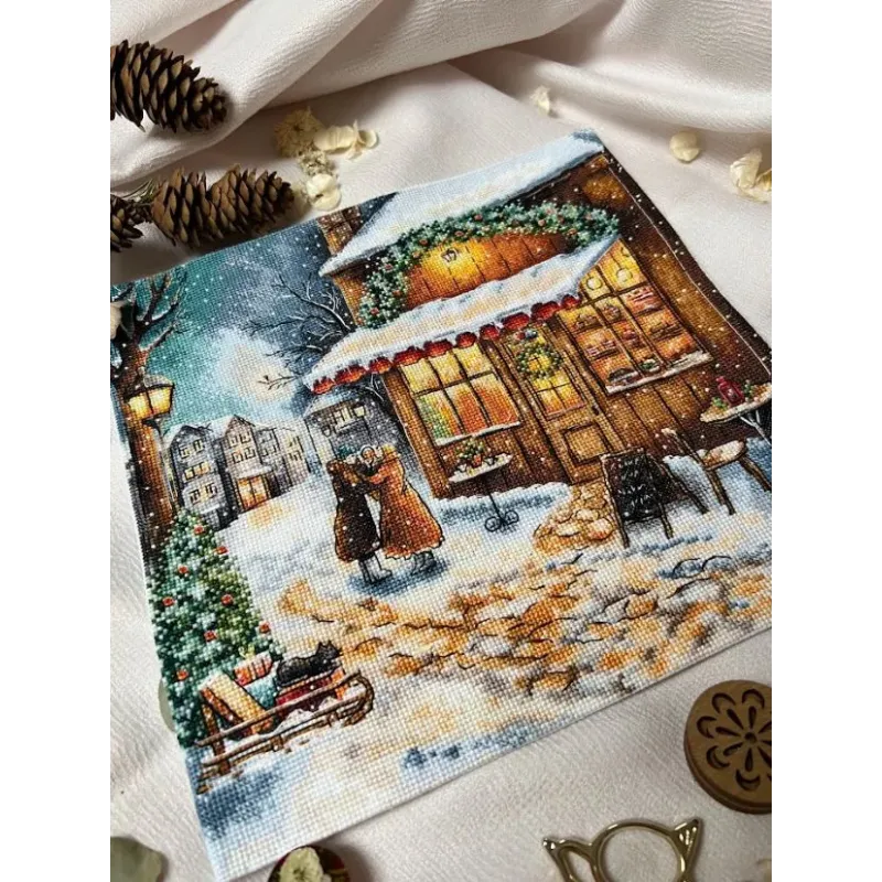 Kit point de croix "En attendant les fêtes" 25,5 x 25 cm SANO-35
