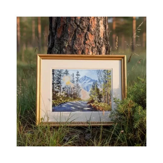 Kits de point de croix "Route forestière vers les montagnes" 27*20 cm RTOM1081