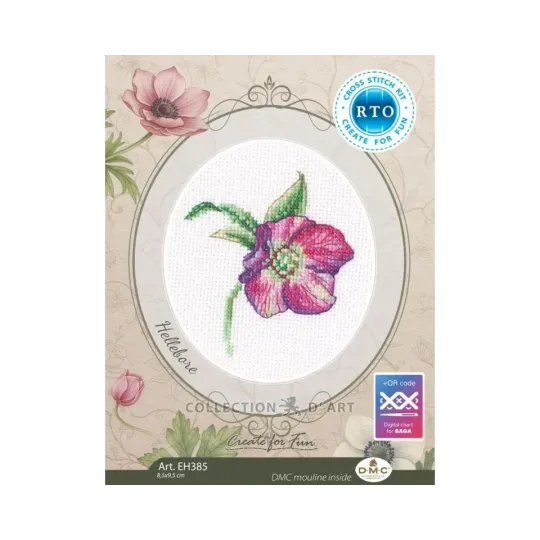 Kit point de croix "Hellebore" 8,5*9,5 cm RTOEH385