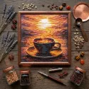 Mid-sized bead embroidery kit "Fragrant Coffee" 20 х 20 cm AAMB-144