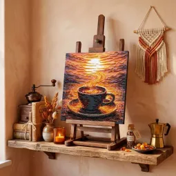 Vidutinio dydžio karoliukų siuvinėjimo rinkinys "Kvapni kava" 20 x 20 cm AAMB-144