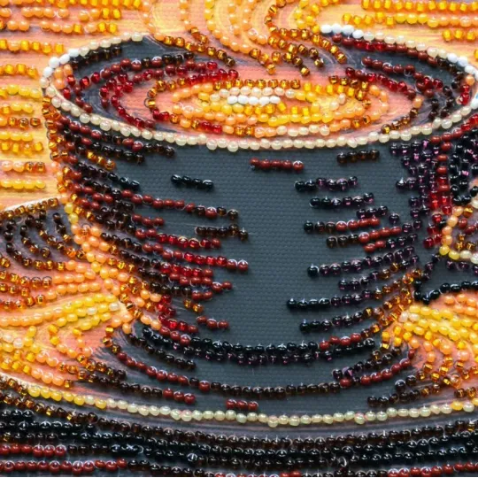 Mid-sized bead embroidery kit "Fragrant Coffee" 20 х 20 cm AAMB-144