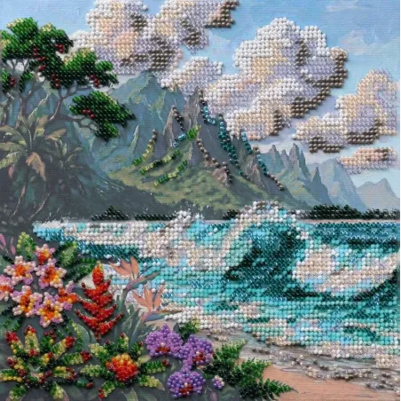Kit de broderie de perles de taille moyenne "Lagon Bleu" 20 x 20 cm AAMB-143
