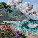 Kit de broderie de perles de taille moyenne "Lagon Bleu" 20 x 20 cm AAMB-143