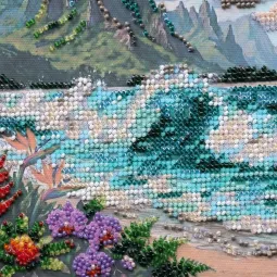 Mid-sized bead embroidery kit "Blue Lagoon" 20 х 20 cm AAMB-143