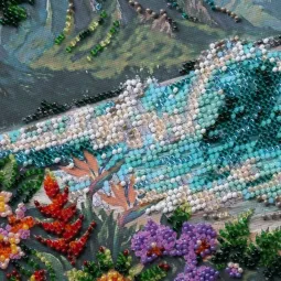 Mid-sized bead embroidery kit "Blue Lagoon" 20 х 20 cm AAMB-143