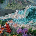 Kit de broderie de perles de taille moyenne "Lagon Bleu" 20 x 20 cm AAMB-143