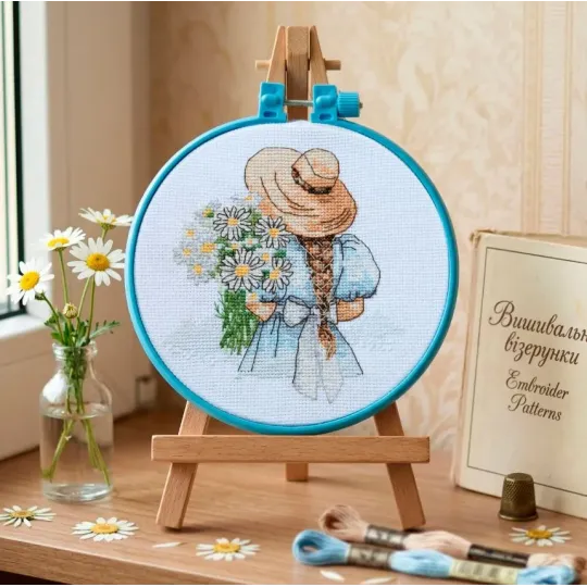 Kreuzstich-Set "Gänseblümchen für sie" 15 x 15 cm AAHM-099