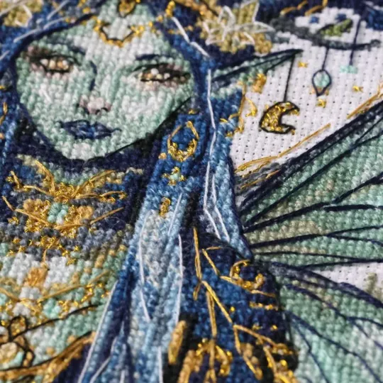 Kit point de croix "Elfe de la Forêt Étoilée" 18 x 17 cm AAH-330
