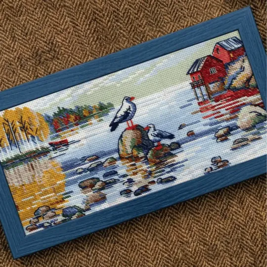 Kit de point de croix "Au bord du lac" 27x13 cm SR2328