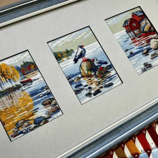 Kit de point de croix "Au bord du lac" 27x13 cm SR2328