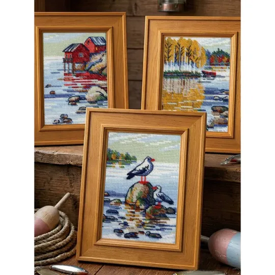 Kit de point de croix "Au bord du lac" 27x13 cm SR2328