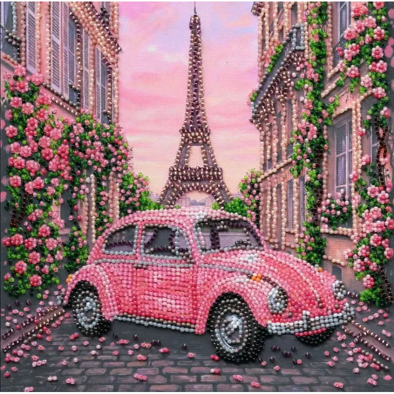 Mittelgroßes Perlenstickset "La Vie en rose" 20 x 20 cm AAMB-141