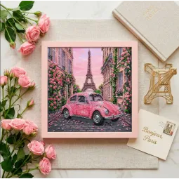 Vidutinio dydžio karoliukų siuvinėjimo rinkinys "La Vie en rose" 20 x 20 cm AAMB-141