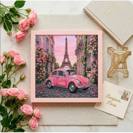 Kit de broderie de perles de taille moyenne "La Vie en rose" 20 x 20 cm AAMB-141