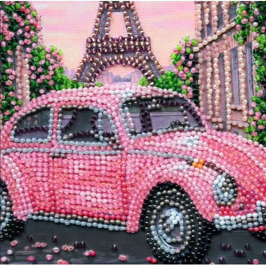 Kit de broderie de perles de taille moyenne "La Vie en rose" 20 x 20 cm AAMB-141