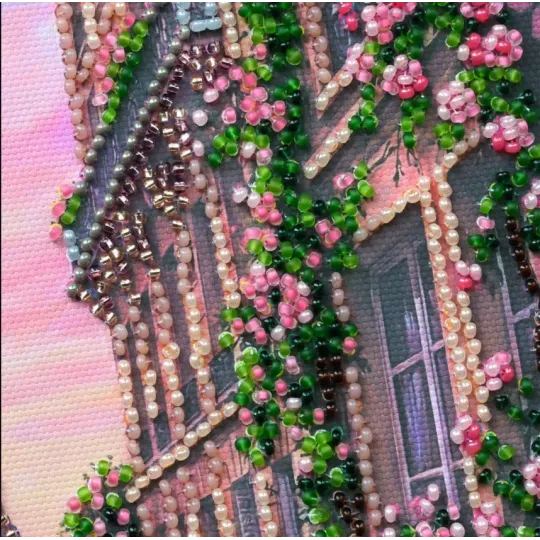 Mid-sized bead embroidery kit "La Vie en rose" 20 х 20 cm AAMB-141