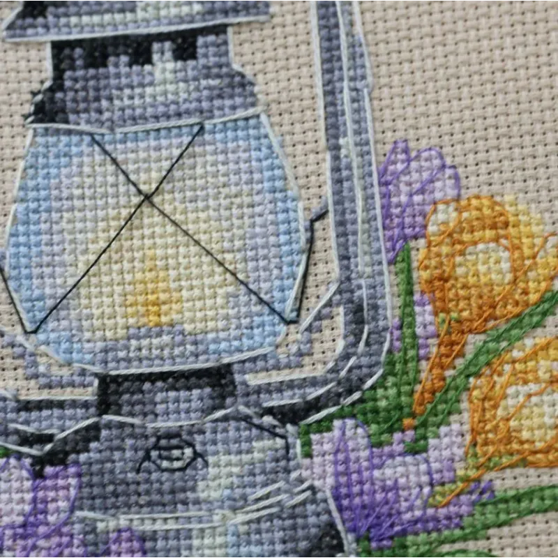 Kit de point de croix "Crocus printanier" 15 x 15 cm AAHM-097