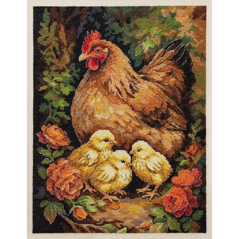 Kit de point de croix "Poule dans la cour" 23 х 30 cm AAH-326