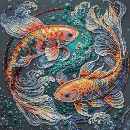 Vidutinio dydžio karoliukų siuvinėjimo rinkinys "Šokis tarp bangų" 20 x 20 cm AAMB-142