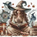 Cross stitch kit  "The Witche's Autumn'' 30.16 x 29.21 cm AVA-P042