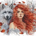 Cross stitch kit  "The Ginger Girl and the Wolf'' 31.75 x 31.43 cm AVA-P049