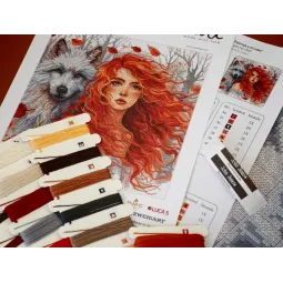 Cross stitch kit  "The Ginger Girl and the Wolf'' 31.75 x 31.43 cm AVA-P049