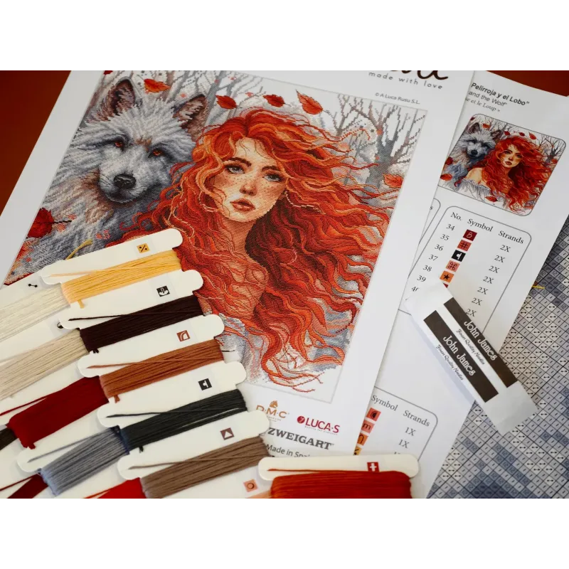 Cross stitch kit  "The Ginger Girl and the Wolf'' 31.75 x 31.43 cm AVA-P049