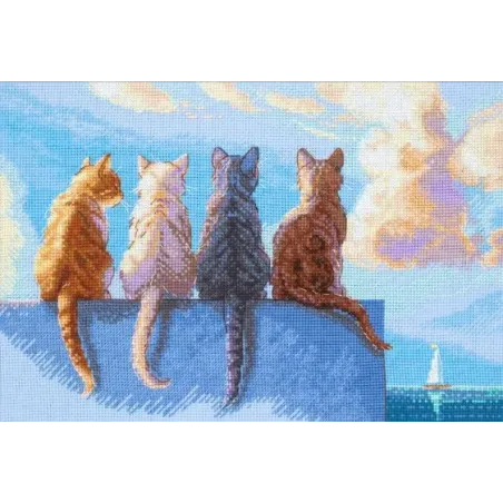 Cross stitch kit Cats by the Sea 30x21 cm SRA1034