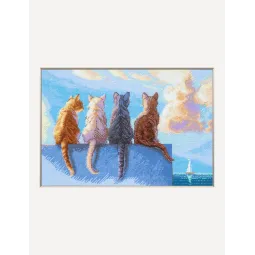 Kreuzstich-Set Katzen am Meer 30x21 cm SRA1034