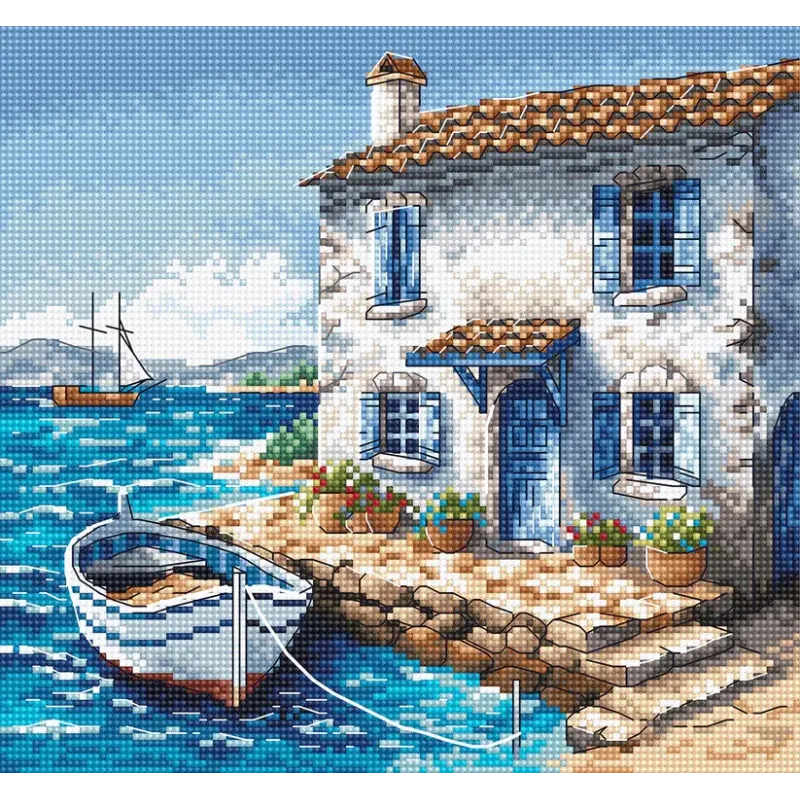 Cross stitch kit  "The Fisherman's Corner'' 19.05 x 17.78 cm AVA-P103
